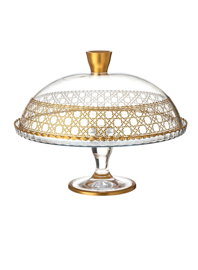 Pasabache Turkish crystal base cake stand with laser engraving Size 35 cm - Image 1