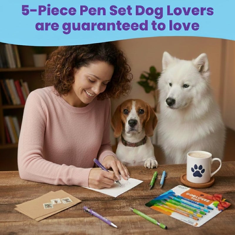 rubyloo Funny Dog Lover Gift Pen Set â€“ 5 Black Ink Ballpoint Pens with Stylus Tip & Quality Metal Barrel with Doggy-Themed Quotes â€“ Cool Dog Lover Gift for Women, Friends, Vet Tech, Pet Owner, Coworker - Image 3