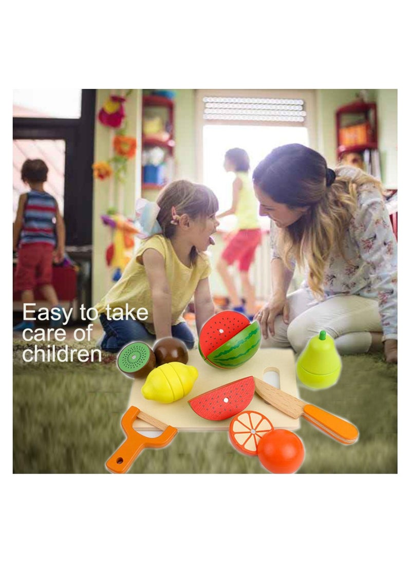 ponny Ponny 17 Pcs Food Fruits & Vegetables Toys Kids Kitchen Pretend Toy Cutting Wooden Set with Wood Storage Box  - Image 2