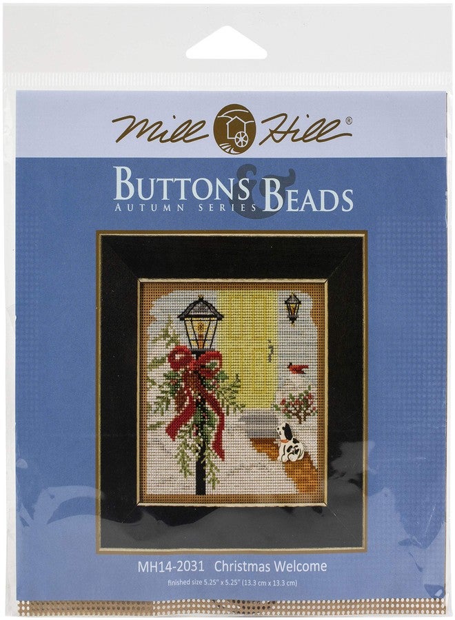 Mill Hill Christmas Welcome Beaded Counted Cross Stitch Kit Buttons & Beads 2020 Winter Series MH142031 - Image 1