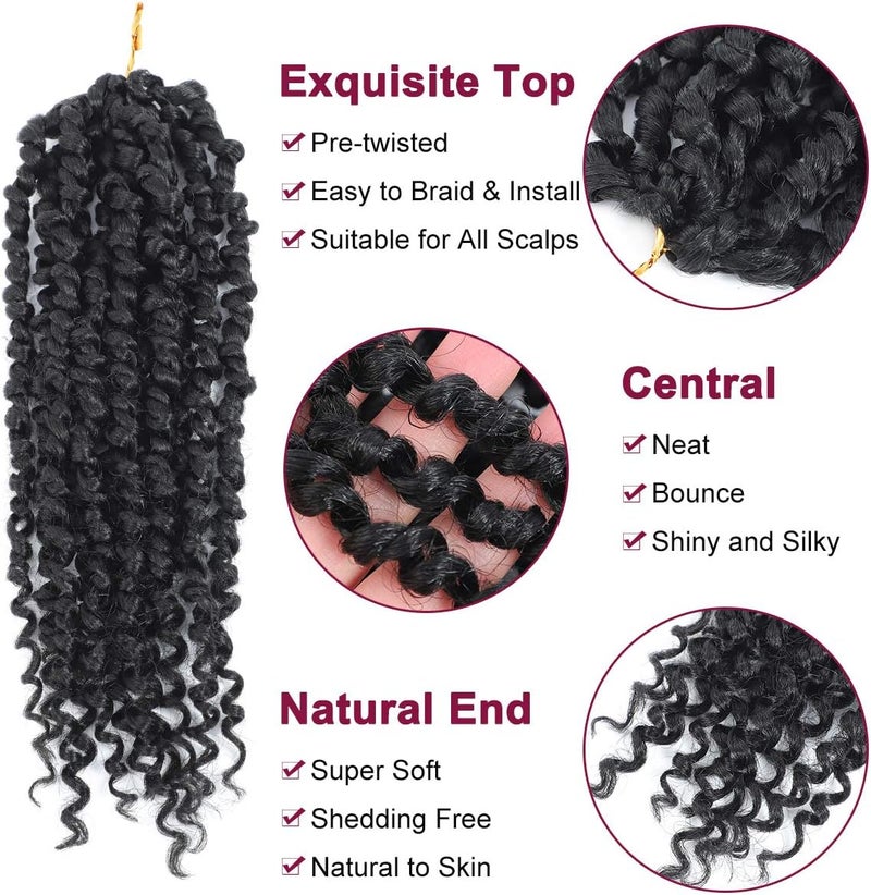 NAYOO Passion Twist Hair - 8 Packs 10 Inch Passion Twist Crochet Hair For Women, Crochet Pretwisted Curly Hair Passion Twists Synthetic Braiding Hair Extensions (10 Inch 8 Packs, 1B) - Image 3
