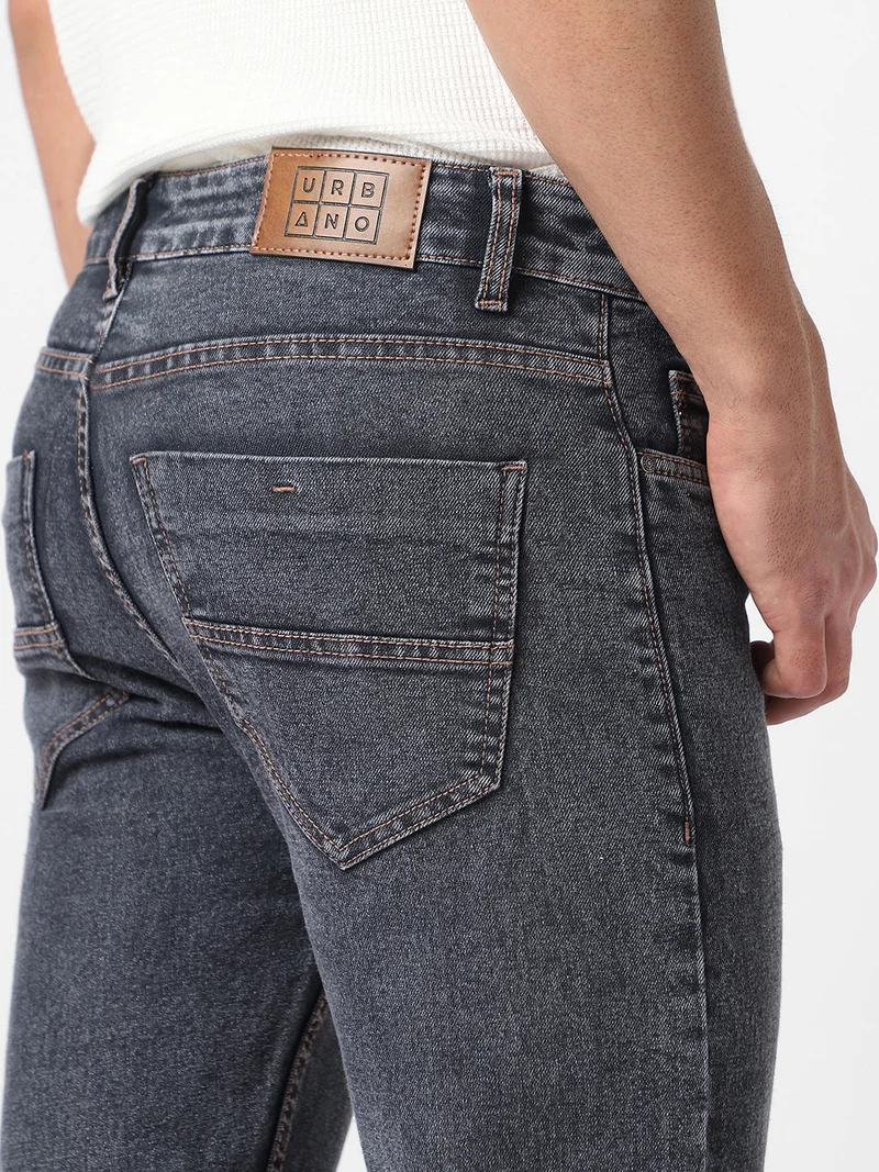 Urbano Fashion  Urbano Fashion Men's Dark Grey Regular Fit Washed Jeans Stretchable for Men | Best Price UAE