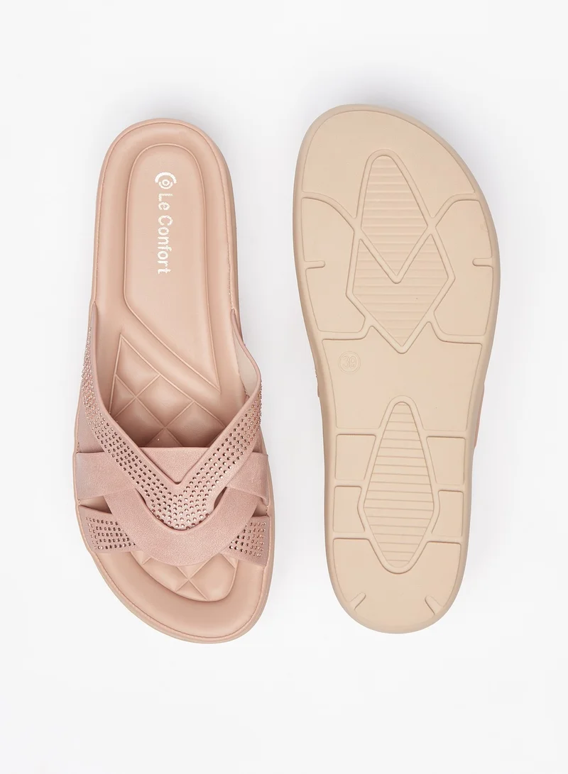Le Confort Womens Embellished Slip On Sandals