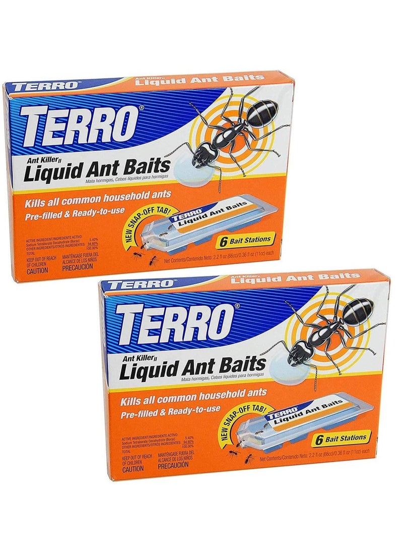 Generic - Terro T300 Liquid Ant Baits Indoor Outdoor Ready-to-Use Common Household Ants Clear - 6 Bait Stations Each Pack (2 Pack) - Image 1