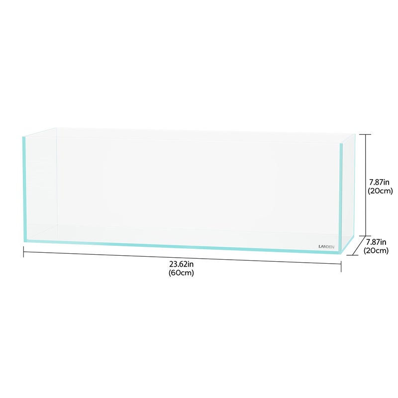LANDEN 60L 5.8 Gal Rimless Low Iron Aquarium Long Fish Tank,Bookshelf Aquarium,W23.6Ã—D7.87Ã—H7.87 in(60x20x20cm) 5mm Thickness with Black Nano Foam Leveling mat Included - Image 2