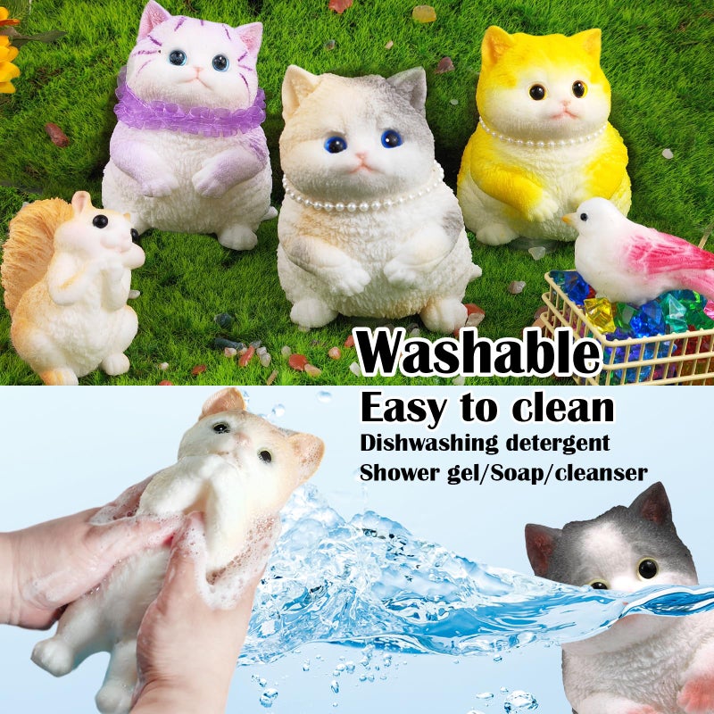 QOUXZ Big Hand Painted Cat Squishy Toys Large Cute Ultra Soft Kitty Squeeze Fidget Toys For Stress Relief  Kawaii Squishies Sticky Animal Toys For Adults Kids Decompression Sensory Balls Toys For Autism - Image 3