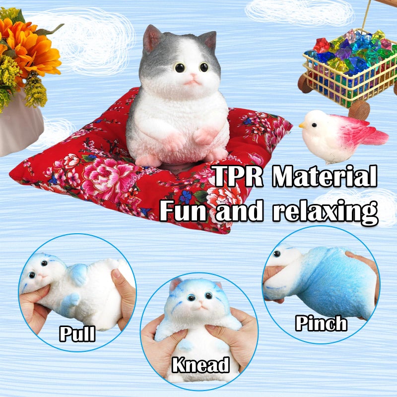 QOUXZ Big Hand Painted Cat Squishy Toys Large Cute Ultra Soft Kitty Squeeze Fidget Toys For Stress Relief  Kawaii Squishies Sticky Animal Toys For Adults Kids Decompression Sensory Balls Toys For Autism - Image 4