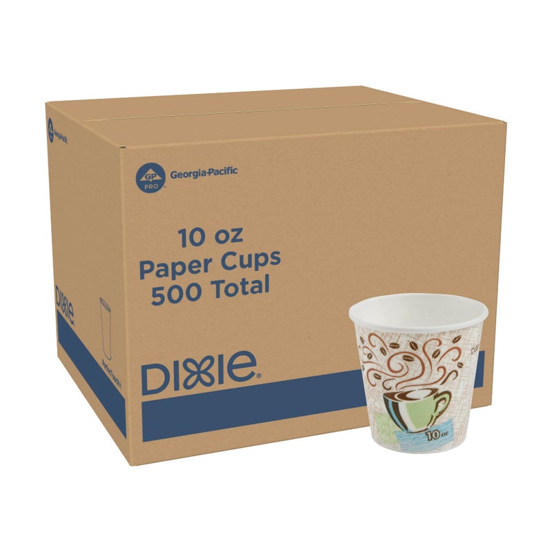 Georgia-Pacific Dixie PerfecTouch 10 oz Paper Coffee Cups by GP PRO, Coffee Haze Design, 500 Count (25 Disposable Cups Sleeve, 20 Sleeves Case), 5310DX - Image 1