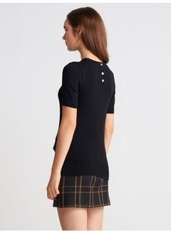 Dilvin Back Button Short Sleeve Sweater 10426STD  - Image 3