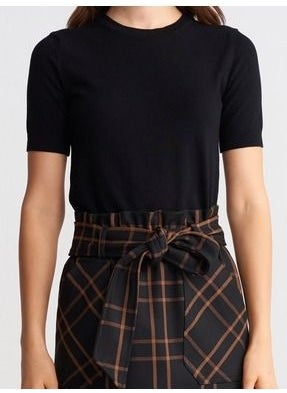 Dilvin - Back Button Short Sleeve Sweater 10426STD - Image 1