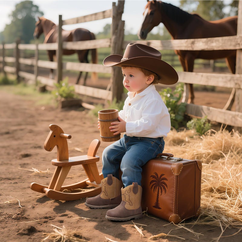 Apakowa Baby & Toddler Cowboy Boots for Boys Girls Infant Baby Cowboy Cowgirl Western Boots Round Toe All Seasons 6-36 Months (Infant/Toddler) - Image 2