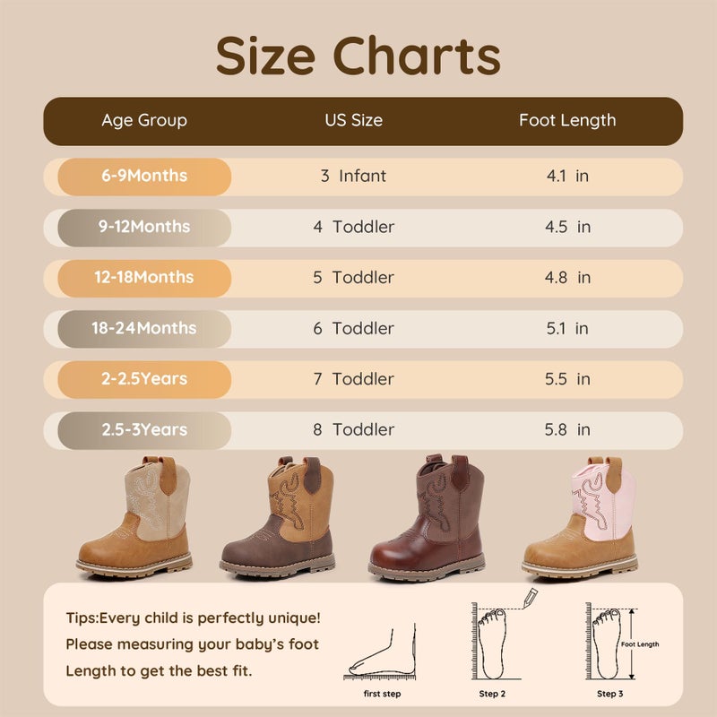 Apakowa Baby & Toddler Cowboy Boots for Boys Girls Infant Baby Cowboy Cowgirl Western Boots Round Toe All Seasons 6-36 Months (Infant/Toddler) - Image 3