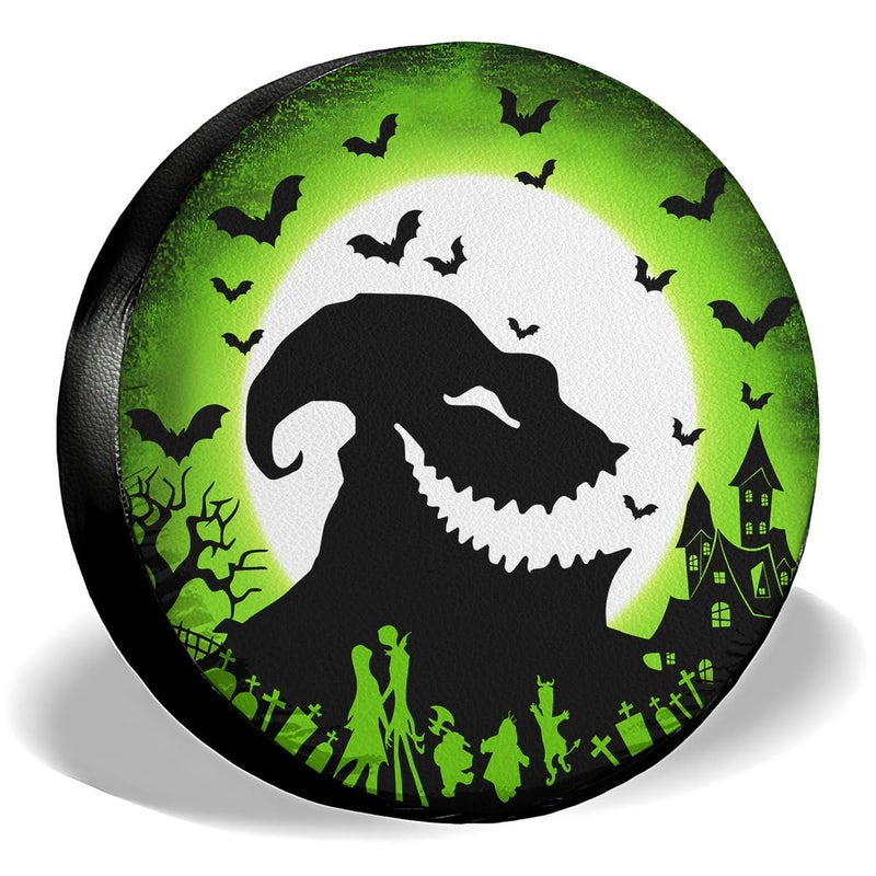 GENANY Macabre Skellington Size 16 Premium PVC Leather Spare Tire Cover Universal Fit for RV Jeep Camper Trailer Dustproof Waterproof Jeep Tire Cover with No Camera Hole Halloween Car Decor
