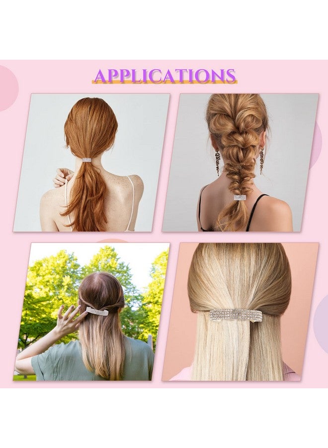 لوينابيو 4 قطع من حجر الراين مشبك شعر لامع ربطة شعر معدنية زنبركية مشبك شعر كريستالي على شكل ذيل حصان عصابة رأس للنساء إكسسوارات شعر الزفاف هدية عيد ميلاد الأم للنساء والفتيات - Image 4