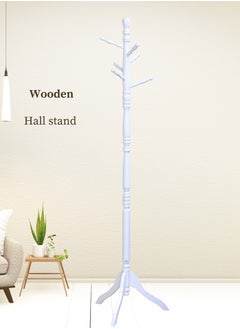 AFT Wood Coat Rack Freestanding, Entryway, Coat Stand with 6 Hooks & Stable Tri-Legged Base, Rubber Wood Coat Tree Hall Tree Coat Hanger for Home Office Hall Entryway, Used in The Bedroom Living Room Office to Hang Clothes, Hats, Bags (White) Arfan  - Image 1