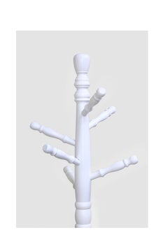 AFT Wood Coat Rack Freestanding, Entryway, Coat Stand with 6 Hooks & Stable Tri-Legged Base, Rubber Wood Coat Tree Hall Tree Coat Hanger for Home Office Hall Entryway, Used in The Bedroom Living Room Office to Hang Clothes, Hats, Bags (White) Arfan  - Image 5
