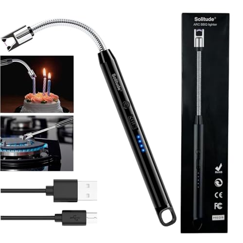 Solitude Rechargeable Electric Gas Lighter for Kitchen, Stove, Candles, Pooja & USB Charging Port, 360° Flexible Neck, Windproof Plasma Arc Lighter (Multicolor) - Image 1