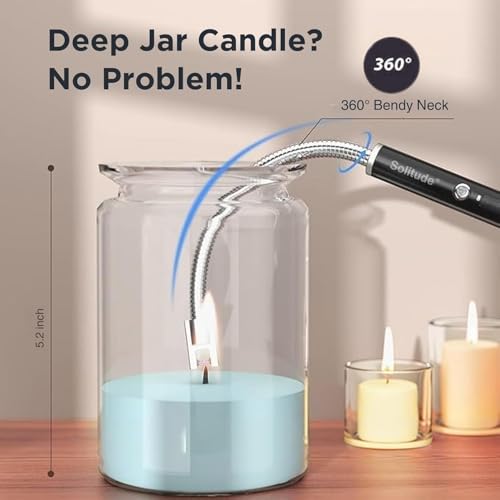 Solitude Rechargeable Electric Gas Lighter for Kitchen, Stove, Candles, Pooja & USB Charging Port, 360° Flexible Neck, Windproof Plasma Arc Lighter (Multicolor) - Image 4