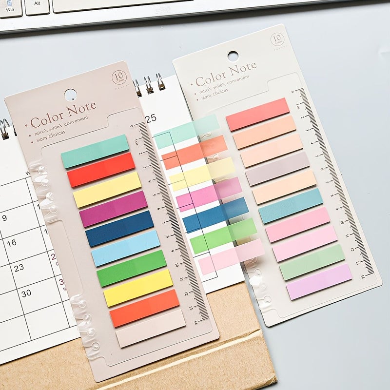 Translucent Creative Fluorescent Sticky Notes 400 Sheets 2 Styles Pack Classification Index Tabs Transparent Indicator Stickers Reusable Memo Paper Student Course Book Page Markers Office Stationery Supplies File Guide - Image 4