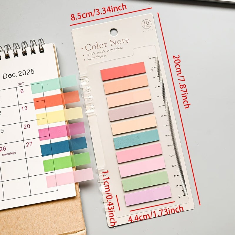 Translucent Creative Fluorescent Sticky Notes 400 Sheets 2 Styles Pack Classification Index Tabs Transparent Indicator Stickers Reusable Memo Paper Student Course Book Page Markers Office Stationery Supplies File Guide - Image 2