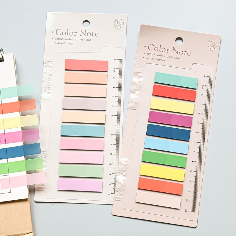 Translucent Creative Fluorescent Sticky Notes 400 Sheets 2 Styles Pack Classification Index Tabs Transparent Indicator Stickers Reusable Memo Paper Student Course Book Page Markers Office Stationery Supplies File Guide - Image 1