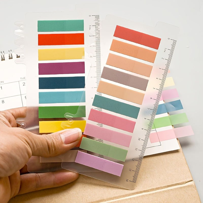 Translucent Creative Fluorescent Sticky Notes 400 Sheets 2 Styles Pack Classification Index Tabs Transparent Indicator Stickers Reusable Memo Paper Student Course Book Page Markers Office Stationery Supplies File Guide - Image 3
