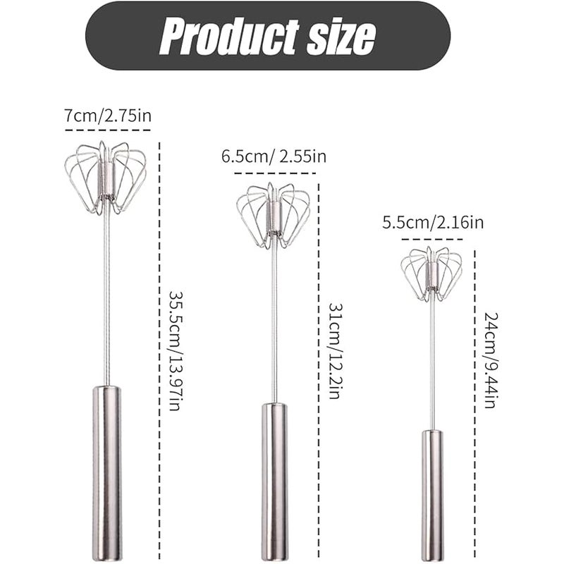 Fauppt Upgraded Semi-Automatic Whisk, 2024 Stainless Steel Egg Whisk, 10in Hand Push Rotary Whisk Blender,Hand Push Mixer Tool for Home Egg Milk Kitchen Utensil - Image 4