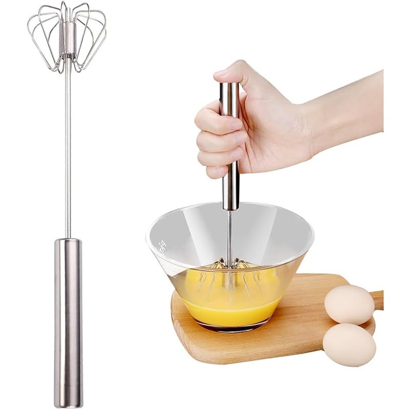 Fauppt Upgraded Semi-Automatic Whisk, 2024 Stainless Steel Egg Whisk, 10in Hand Push Rotary Whisk Blender,Hand Push Mixer Tool for Home Egg Milk Kitchen Utensil - Image 1