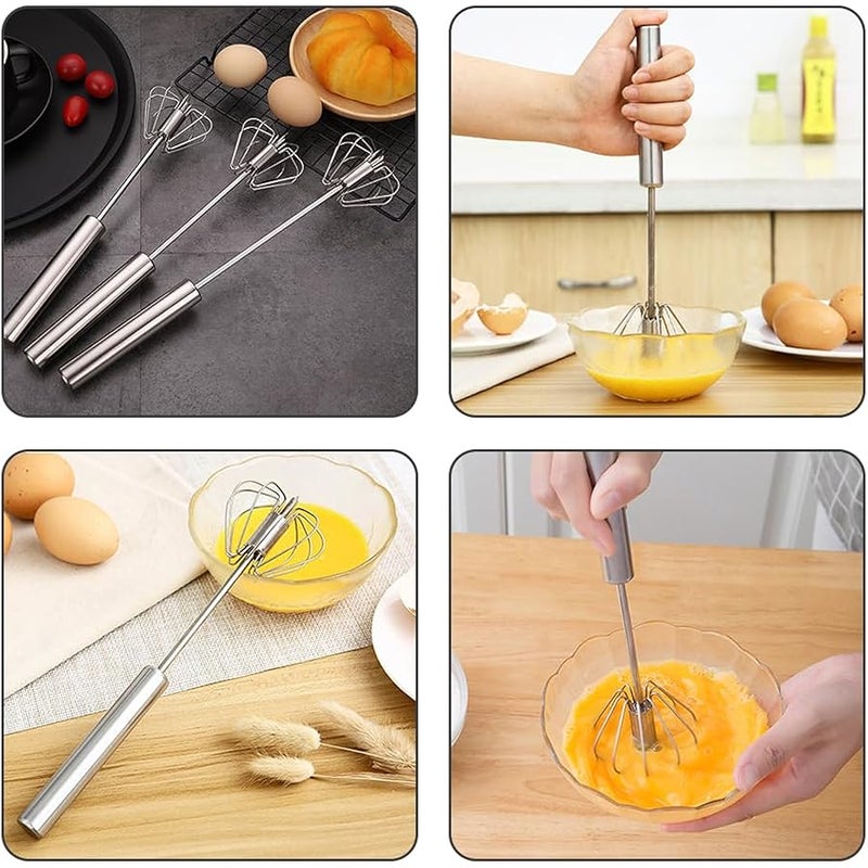 Fauppt Upgraded Semi-Automatic Whisk, 2024 Stainless Steel Egg Whisk, 10in Hand Push Rotary Whisk Blender,Hand Push Mixer Tool for Home Egg Milk Kitchen Utensil - Image 3