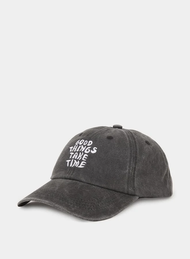 Styli Charcoal Slogan Embroidered Baseball Cap