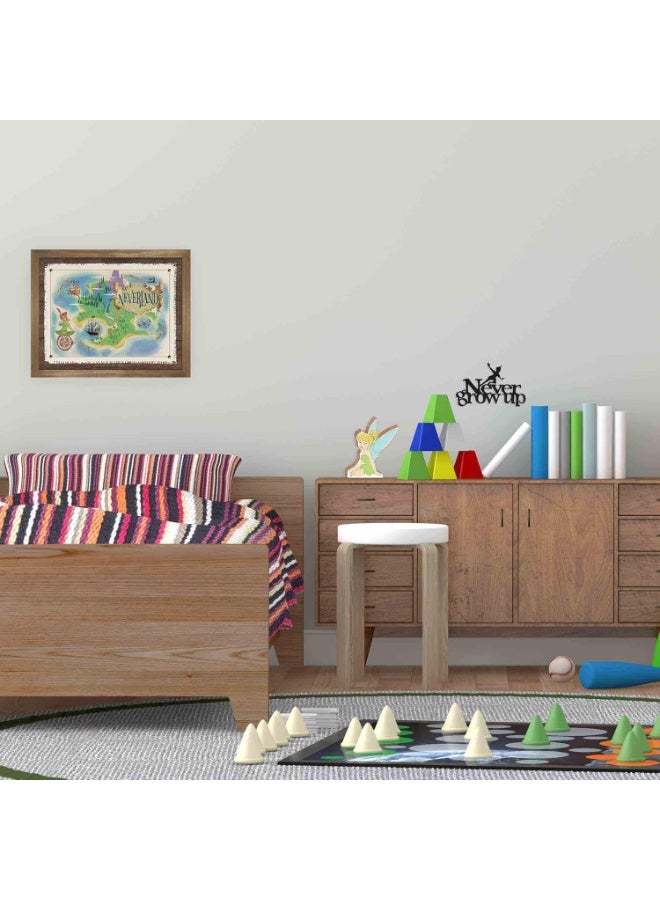 Open Road Brands Peter Pan Neverland Map Framed Wood Wall Decor - Vintage Peter Pan Wall Art for Home Decorating - Image 2