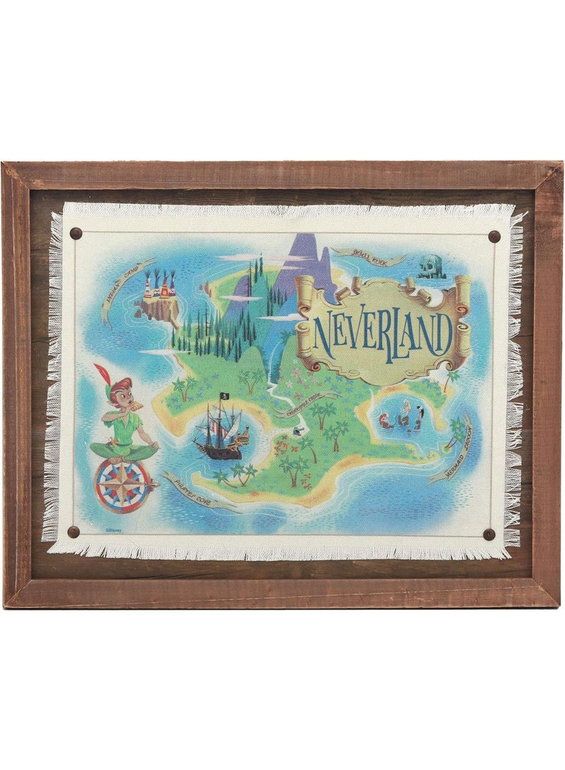 Open Road Brands Peter Pan Neverland Map Framed Wood Wall Decor - Vintage Peter Pan Wall Art for Home Decorating - Image 1
