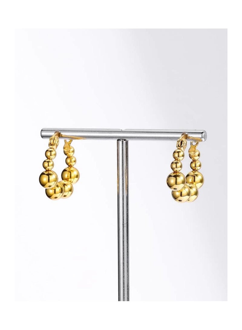 إيكوال حلق اذن نسائي دائري من الاستانلس ستيل أنيق وعالي الجودة باللون الذهبي - Image 4