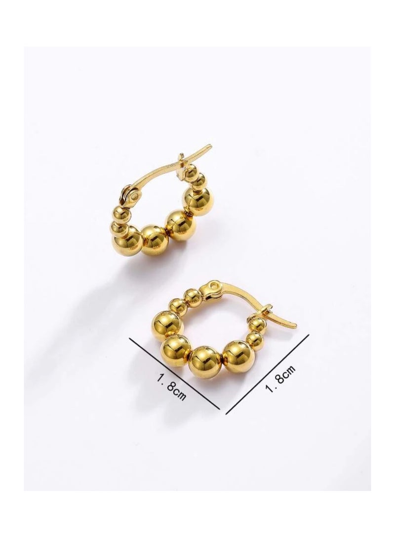 إيكوال حلق اذن نسائي دائري من الاستانلس ستيل أنيق وعالي الجودة باللون الذهبي - Image 5