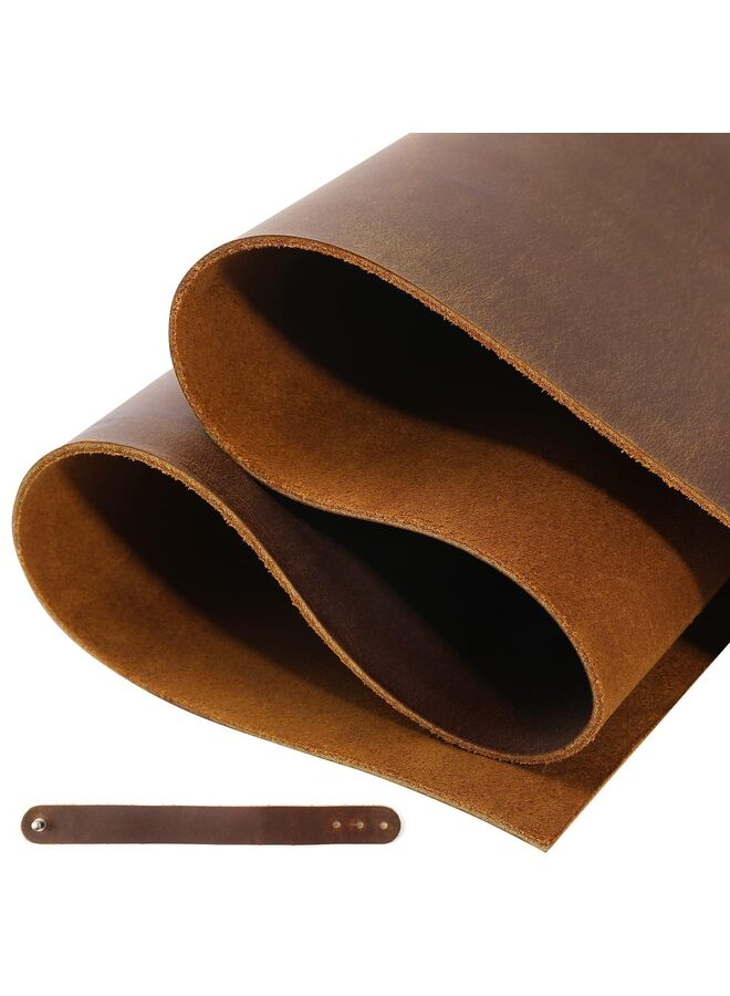 12''X24'' Genuine Leather Sheets for Crafts Full Grain Leather Tooling Leather (2mm) Thick Cowhide Leather Pieces Square, Brown - Image 1