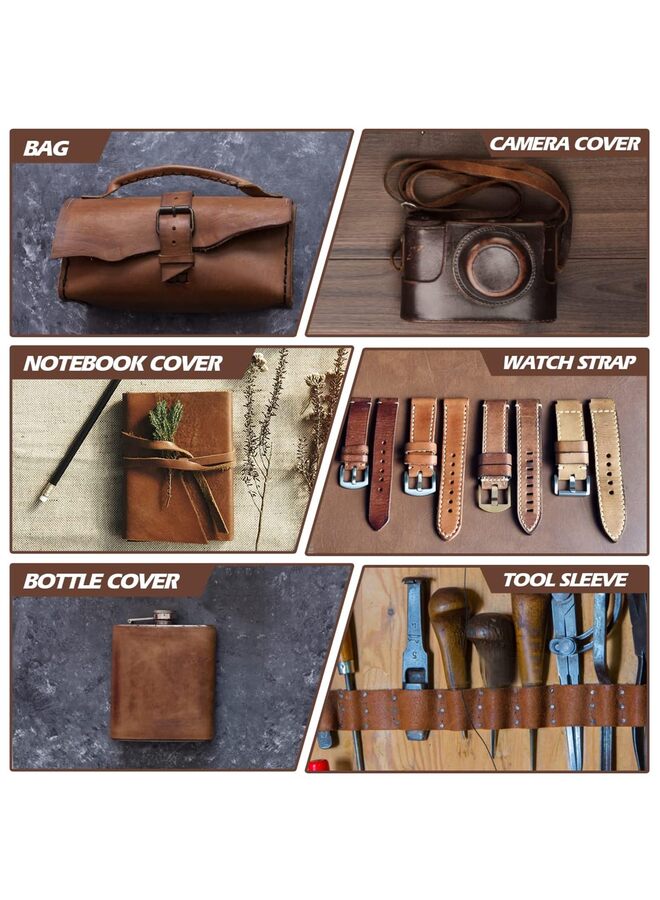 12''X24'' Genuine Leather Sheets for Crafts Full Grain Leather Tooling Leather (2mm) Thick Cowhide Leather Pieces Square, Brown - Image 5