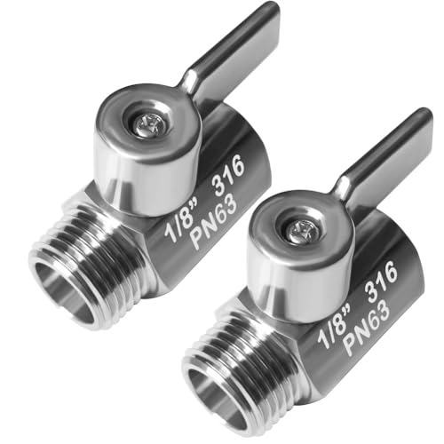 Beduan Mini Ball Valve Stainless Steel316 18 NPT Male x NPT Female Mini Ball Shutoff ValvePack of 2 - Image 1