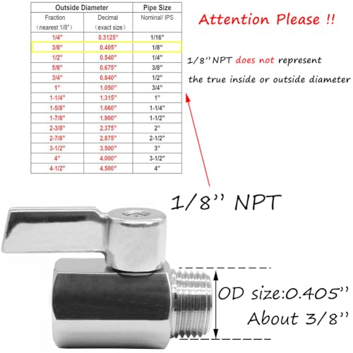Beduan Mini Ball Valve Stainless Steel316 18 NPT Male x NPT Female Mini Ball Shutoff ValvePack of 2 - Image 3