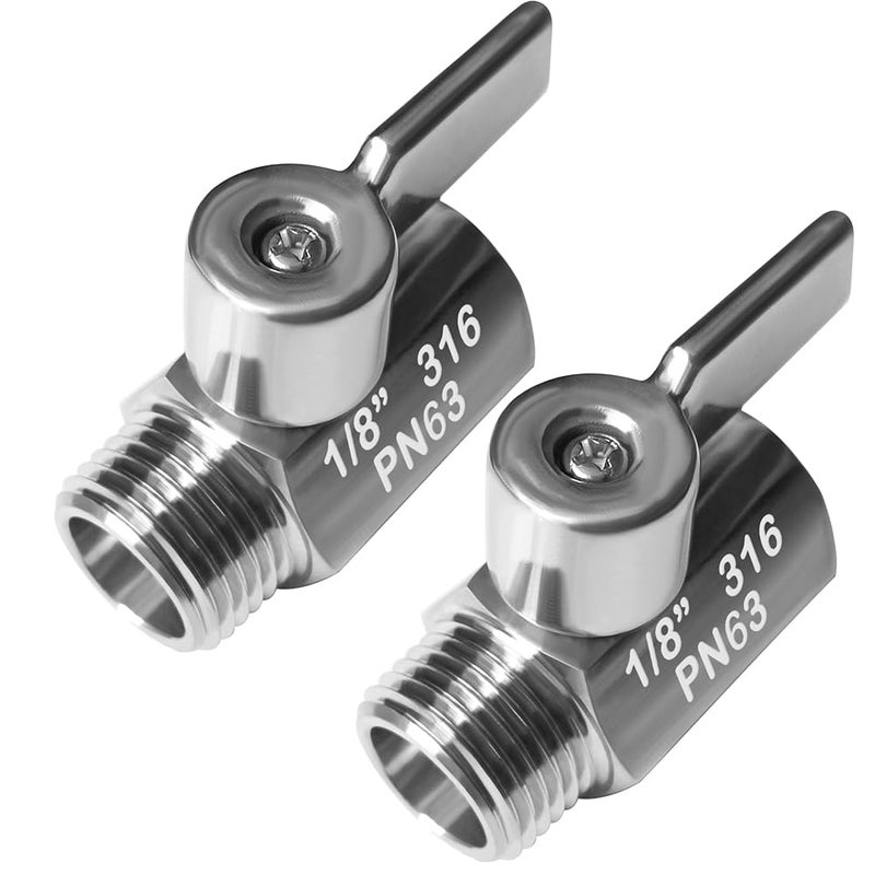Beduan Mini Ball Valve Stainless Steel316 18 NPT Male x NPT Female Mini Ball Shutoff ValvePack of 2 - Image 2