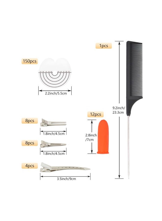YTBYT 150 Pcs Heat Shield Guards for Hair Extensions with 20 Hair Clips, 12 Finger Protector and 1 Comb, PVC Fusion Glue Protector with Graduations - Image 2
