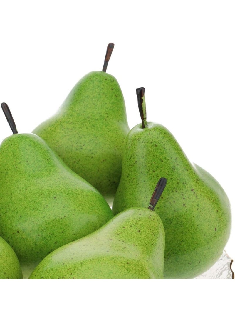 6 Pieces Artificial Fake Green Pears Faux Fruit for Home Decor Display - Image 1
