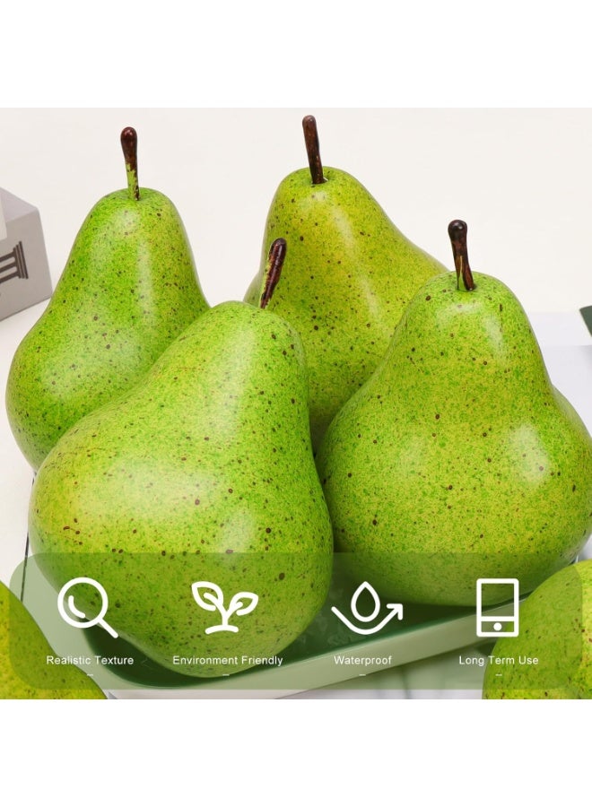 6 Pieces Artificial Fake Green Pears Faux Fruit for Home Decor Display - Image 2