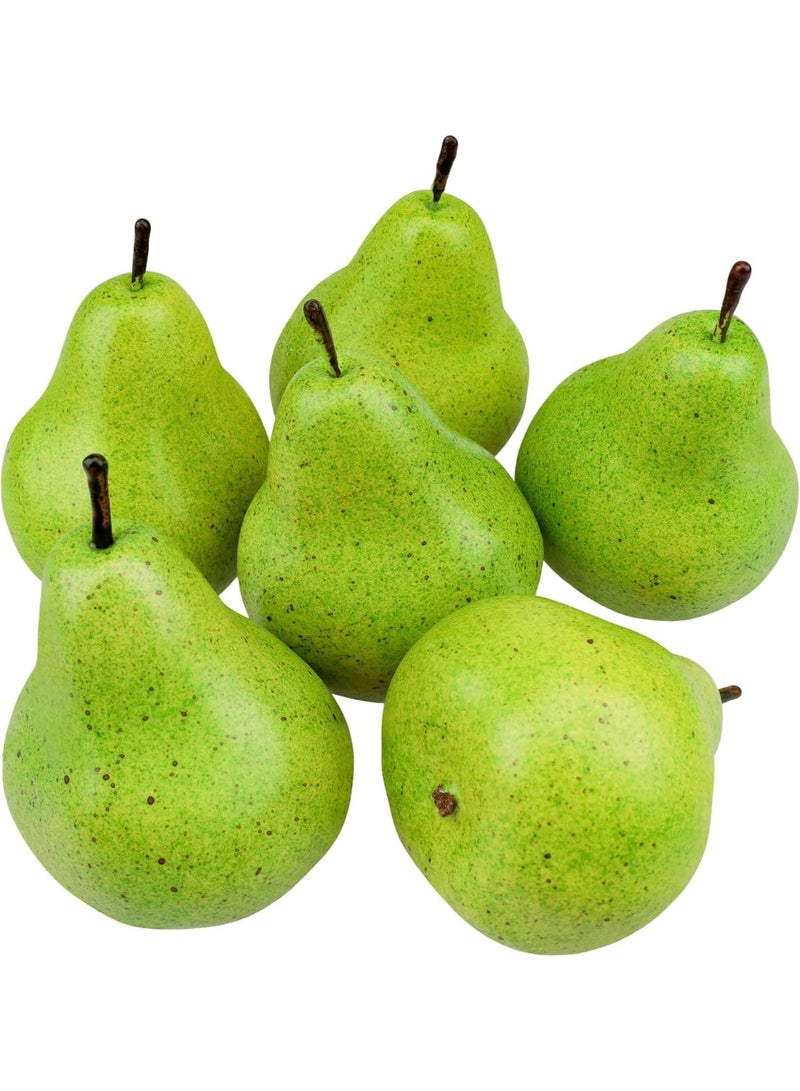 6 Pieces Artificial Fake Green Pears Faux Fruit for Home Decor Display - Image 3