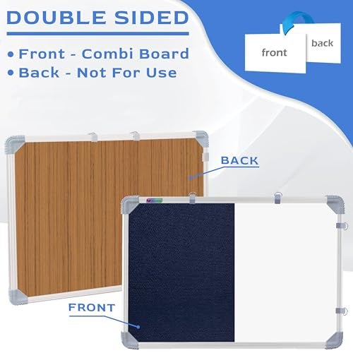 Eduway Combination Board 2X3 Feet (Non-Magnetic White Board with Blue Pin-up Notice Board) with Push Pins for Home, Office & School, Heavy-Duty Aluminium Frame (White, Blue) (89x59 cm) - Image 5