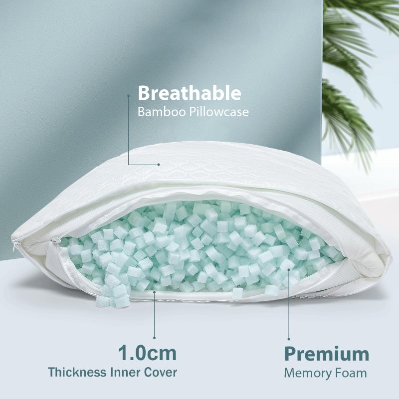 Rainmr Extra Firm Body Pillow 1.5cm Cubies Memory Foam â€“ Pain Relief & Sleeping & Supportive â€“ with Cooling Cover Hug Pillows 20 x 54 inches - Image 3