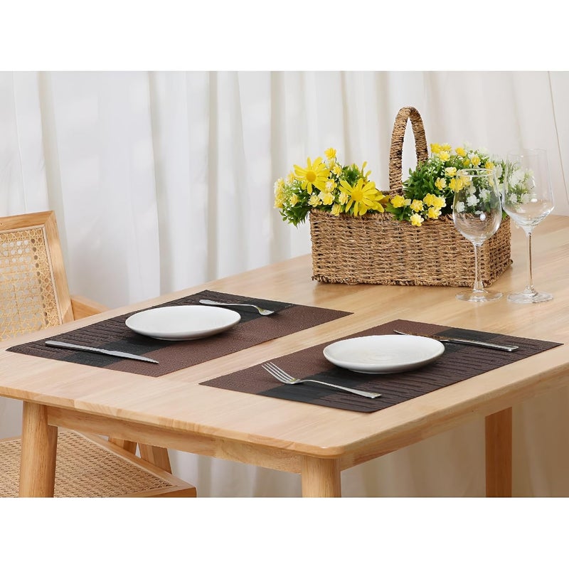 KOOSHLO Placemat for Dining Table Hotel Restaurant Place Mats PVC Table Placemats Heat Resistance Dinner Table Washable AntiSkid KOOSHLO Place Mats for Kitchen Dining Table Decor Chocolate Brown Pack_6 - Image 2