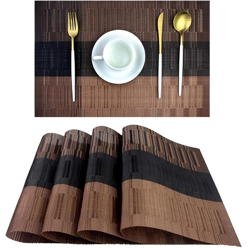 KOOSHLO Placemat for Dining Table Hotel Restaurant Place Mats PVC Table Placemats Heat Resistance Dinner Table Washable AntiSkid KOOSHLO Place Mats for Kitchen Dining Table Decor Chocolate Brown Pack_6 - Image 1