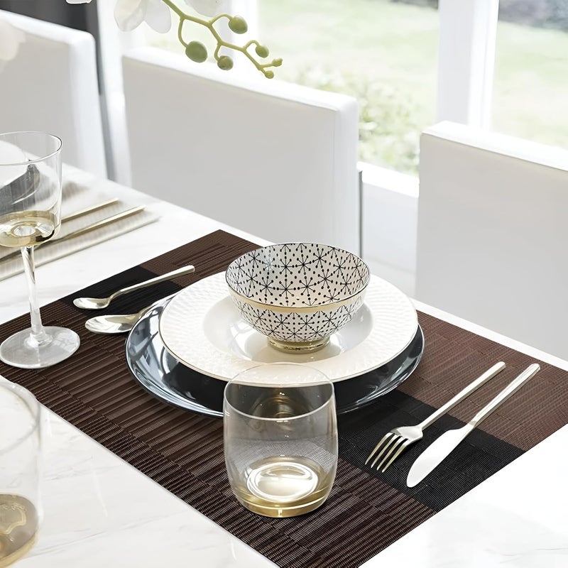 KOOSHLO Placemat for Dining Table Hotel Restaurant Place Mats PVC Table Placemats Heat Resistance Dinner Table Washable AntiSkid KOOSHLO Place Mats for Kitchen Dining Table Decor Chocolate Brown Pack_6 - Image 4