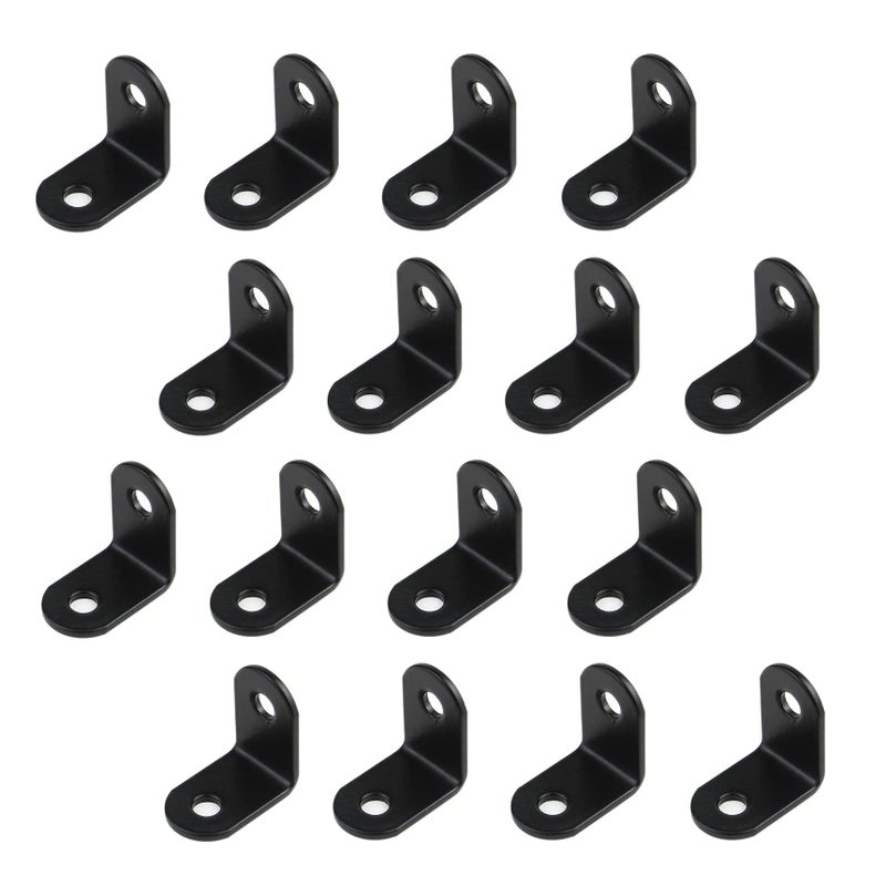 Elimeta L Bracket Corner Brace Joint Right Angle 90 Degree Fastener Wood Support For Shelves Braces Mounting Brackets With Screws For Furniture Chairs Wooden Hardware Brackets 16Pcs Elimeta (Black 1Inch) - Image 1