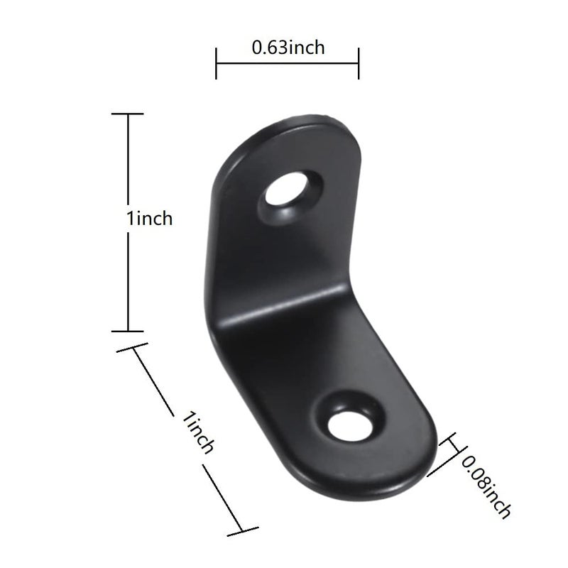 Elimeta L Bracket Corner Brace Joint Right Angle 90 Degree Fastener Wood Support For Shelves Braces Mounting Brackets With Screws For Furniture Chairs Wooden Hardware Brackets 16Pcs Elimeta (Black 1Inch) - Image 4